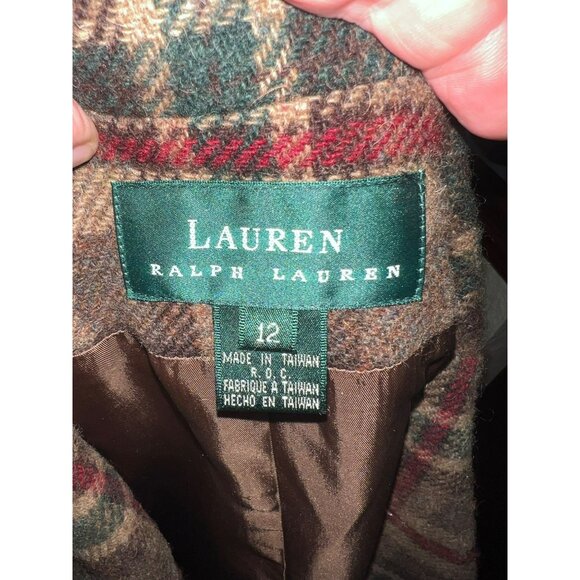 Vintage Ralph Lauren Plaid Wool Riding Blazer Jacket W/ Suede Accent Size 12 Bro - Picture 4 of 10